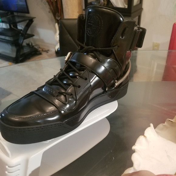 GUCCI SNEAKERS BLK LEATHER HIGH TOP BOOTS us/sz 10